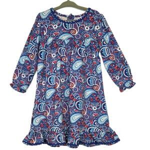Simply Southern 3T Girls Paisley Red White Blue Long Sleeve Ruffle Dress July